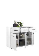 Kommode >BC 1070< in Weiß hochglanz aus MDF - 111x75x35cm (BxHxT)