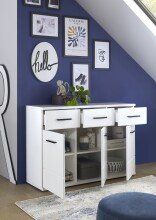 Kommode >BC 1070< in Weiß hochglanz aus MDF - 111x75x35cm (BxHxT)