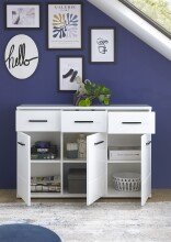 Kommode >BC 1070< in Weiß hochglanz aus MDF - 111x75x35cm (BxHxT)
