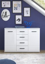 Kommode >BC 1070< in Weiß hochglanz aus MDF - 111x75x35cm (BxHxT)