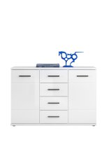 Kommode >BC 1070< in Weiß hochglanz aus MDF - 111x75x35cm (BxHxT)