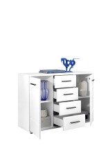 Kommode >BC 1070< in Weiß hochglanz aus MDF - 111x75x35cm (BxHxT)