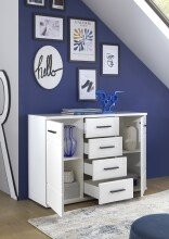 Kommode >BC 1070< in Weiß hochglanz aus MDF - 111x75x35cm (BxHxT)