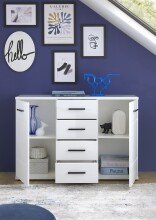 Kommode >BC 1070< in Weiß hochglanz aus MDF - 111x75x35cm (BxHxT)