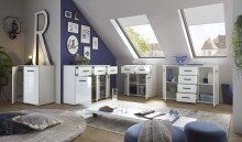 Kommode >BC 1070< in Weiß hochglanz aus MDF - 111x75x35cm (BxHxT)