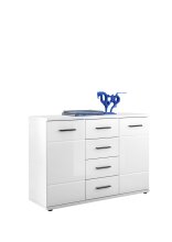 Kommode >BC 1070< in Weiß hochglanz aus MDF - 111x75x35cm (BxHxT)