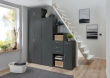 Mehrzweckschrank >MULTIRAUMKONZEP< in Graphit - 50x185x40cm (BxHxT)
