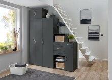 Mehrzweckschrank >MULTIRAUMKONZEP< in Graphit - 80x185x40cm (BxHxT)