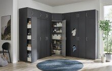 Mehrzweckschrank >MULTIRAUMKONZEP< in Graphit - 80x185x40cm (BxHxT)