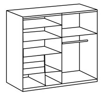 Schwebetürenschrank >COBURG< in Weiß/ Akustiklamellen Nachbildung Artisan Eiche Nachbildung