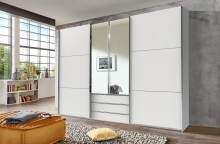 Schwebetürenschrank >MAGIC< in WEISS - 300x216x65cm (BxHxT)