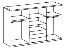 Schwebetürenschrank >MAGIC< in WEISS - 300x216x65cm (BxHxT)