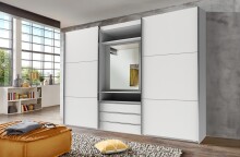 Schwebetürenschrank >MAGIC< in WEISS - 300x216x65cm (BxHxT)