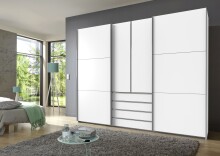 Schwebetürenschrank >MAGIC< in WEISS - 300x236x65cm (BxHxT)