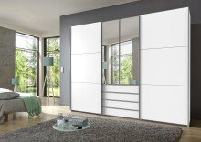 Schwebetürenschrank >MAGIC< in WEISS - 300x236x65cm (BxHxT)