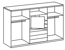 Schwebetürenschrank >MAGIC< in PLANKENEICHE + WEISS - 300x216x65cm (BxHxT)
