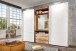 Schwebetürenschrank >MAGIC< in PLANKENEICHE + WEISS - 300x216x65cm (BxHxT)