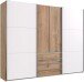 Schwebetürenschrank >MAGIC< in PLANKENEICHE + WEISS - 300x236x65cm (BxHxT)