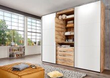 TV-Schrank >MAGIC< in PLANKENEICHE + WEISS -...