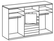 Schwebetürenschrank >MAGIC< in PLANKENEICHE + WEISS - 300x236x65cm (BxHxT)
