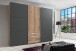 Schwebetürenschrank >MAGIC< in PLANKENEICHE NB + GRAPHIT - 300x216x65cm (BxHxT)
