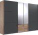 Schwebetürenschrank >MAGIC< in PLANKENEICHE NB + GRAPHIT - 300x216x65cm (BxHxT)