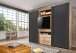Schwebetürenschrank >MAGIC< in PLANKENEICHE NB + GRAPHIT - 300x216x65cm (BxHxT)