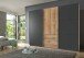 Schwebetürenschrank >MAGIC< in PLANKENEICHE NB + GRAPHIT - 300x236x65cm (BxHxT)