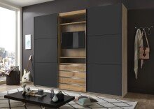 TV-Schrank >MAGIC< in PLANKENEICHE NB + GRAPHIT -...