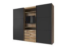 TV-Schrank >MAGIC< in PLANKENEICHE NB + GRAPHIT -...