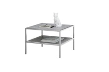 Couchtisch >ORINOCO< in Keramik-Optik grau aus Glas - 64x64x45cm (LxBxH)