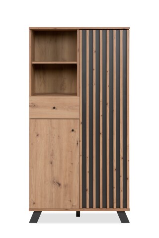 Highboard >Medan< in Artisan Oak / anthrazit  - 80x156x40cm (BxHxT)