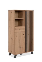 Highboard >Medan< in Artisan Oak / anthrazit  - 80x156x40cm (BxHxT)