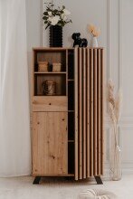 Highboard >Medan< in Artisan Oak / anthrazit  - 80x156x40cm (BxHxT)