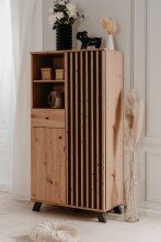 Highboard >Medan< in Artisan Oak / anthrazit  - 80x156x40cm (BxHxT)