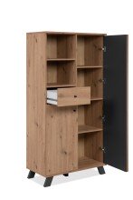 Highboard >Medan< in Artisan Oak / anthrazit  - 80x156x40cm (BxHxT)