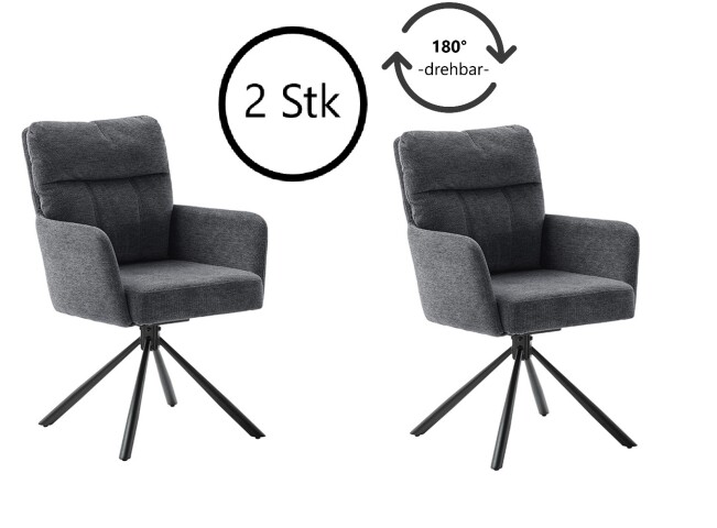 Esszimmerstuhl >Urbain / Utica< 2er-Set in anthrazit - 60x92x67 (BxHxT)