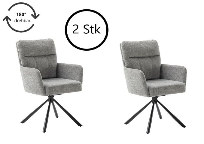 Esszimmerstuhl >Urbain / Utica< 2er-Set in grau aus hochwertigem Bezugsstoff - 60x92x67 (BxHxT)