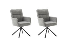 Esszimmerstuhl >Urbain / Utica< 2er-Set in grau aus hochwertigem Bezugsstoff - 60x92x67 (BxHxT)