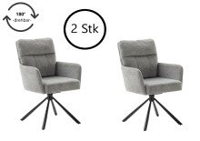 Esszimmerstuhl >Urbain / Utica< 2er-Set in grau aus hochwertigem Bezugsstoff - 60x92x67 (BxHxT)