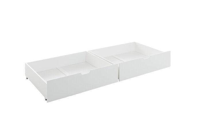 Bettschubkasten >Moritz< (2er-Set) in Kiefer Weiß aus Massivholz - 97,2x19,8x75cm (BxHxT)