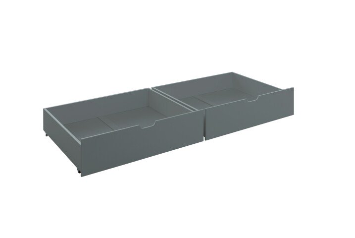 Bettschubkasten >Moritz< (2er-Set) in Kiefer Grau aus Massivholz - 97,2x19,8x75cm (BxHxT)