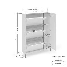 Schuhschrank >EASY< in weiß, Holzwerkstoff - 103x135x25,2cm (BxHxT)