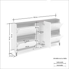 Schuhschrank >EASY< in weiß, Holzwerkstoff - 169x93x25,2cm (BxHxT)