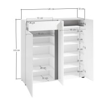 Schuhkommode >Atrium< in weiß, Holzwerkstoff - 120x115x34cm (BxHxT)