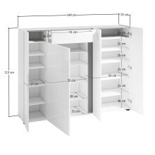 Schuhkommode >Atrium< in weiß, Holzwerkstoff - 149x115x34cm (BxHxT)