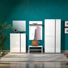 Schuhschrank >Atrium< in weiß, Holzwerkstoff - 91x196x34cm (BxHxT)