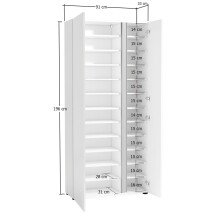 Schuhschrank >Atrium< in weiß, Holzwerkstoff - 91x196x34cm (BxHxT)