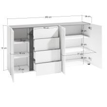 Sideboard >Atrium< in weiß, Holzwerkstoff - 180x92x40cm (BxHxT)