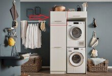 Schrankaufsatz >LAUNDREEZY< in weiß, Holzwerkstoff - 50x38x67,5cm (BxHxT)